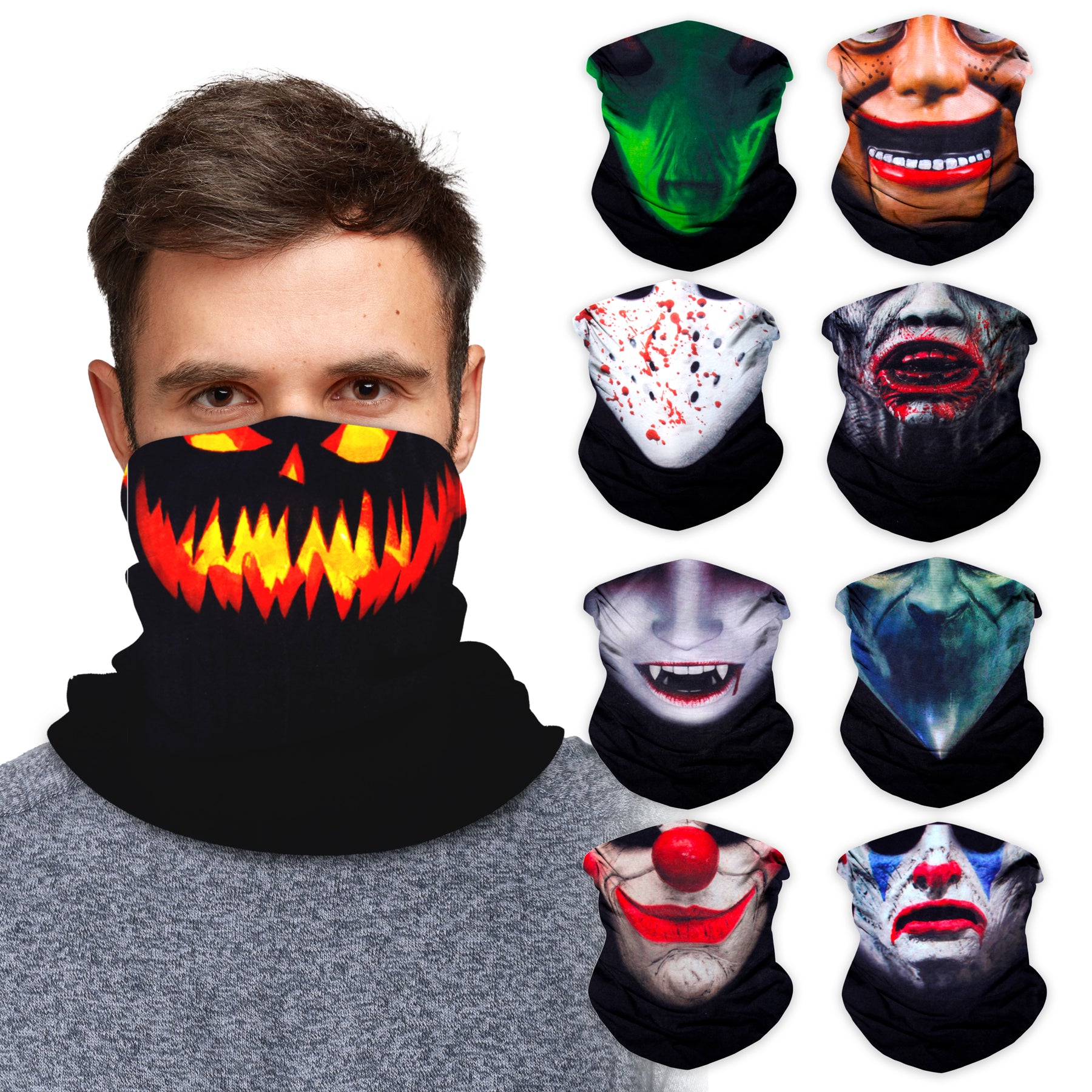 Neck Gaiter Face Mask Bandana Neck Gators Face Coverings for Men & Women I Neck Gator Masks Monster