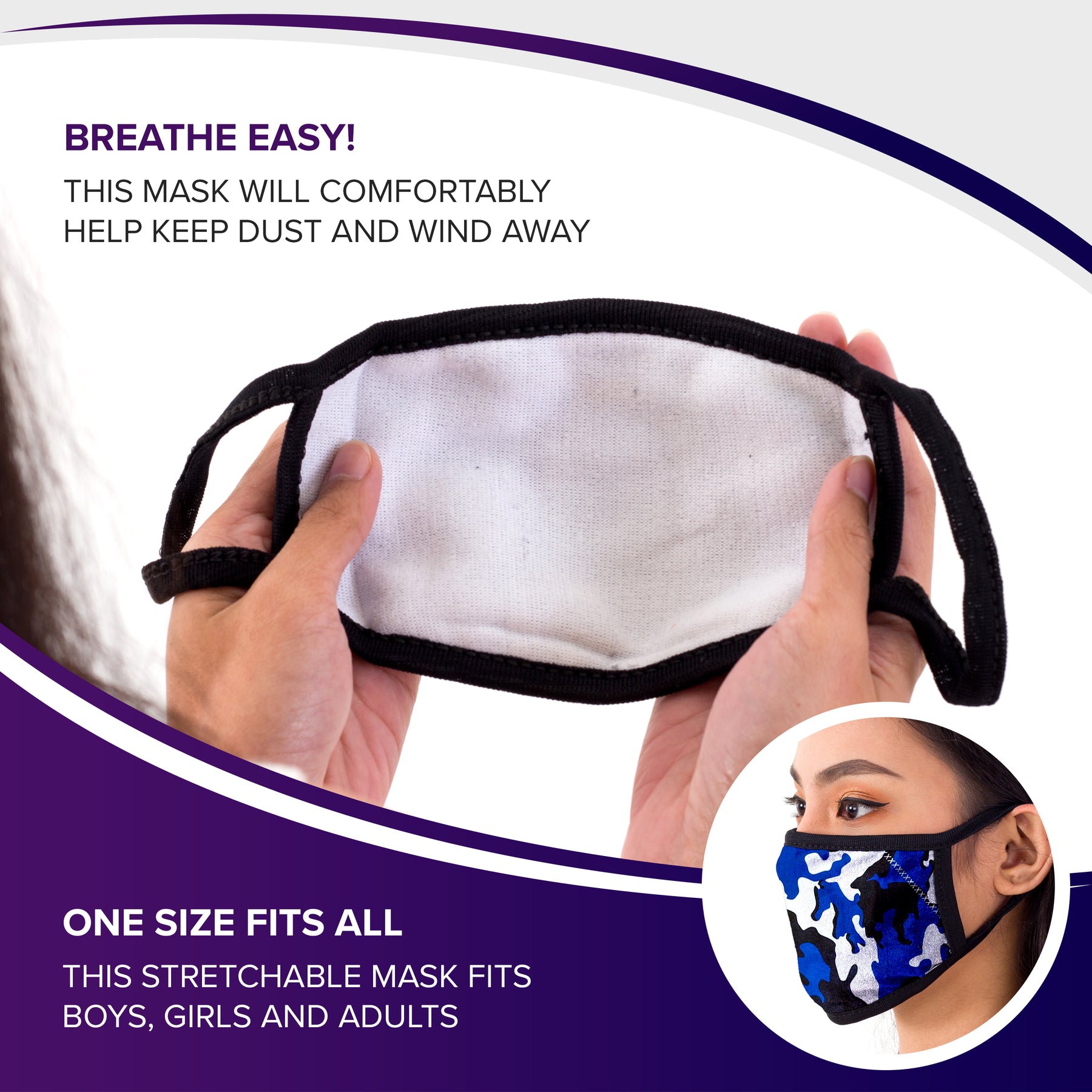Face Mouth Mask - Cotton Face Covering Neck Mask for Men and Women - 6 Pack Camo
