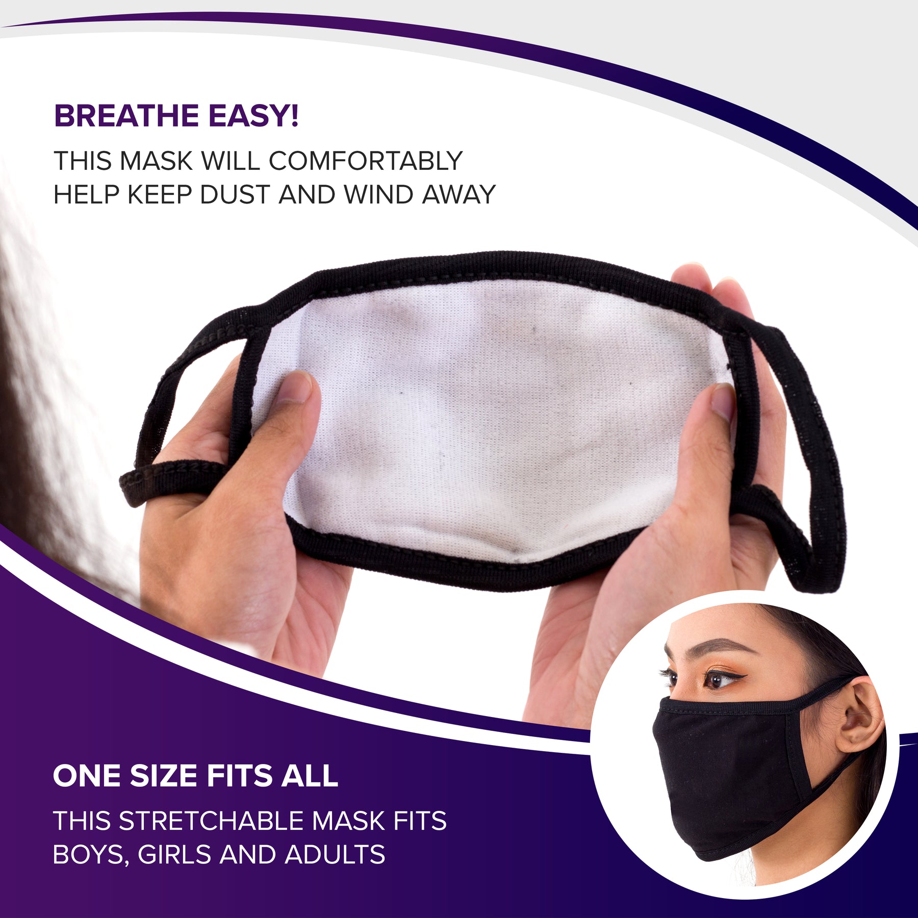 Face Mouth Mask - Cotton Face Covering Neck Mask for Men and Women - 6 Pack Solid White and Solid Black