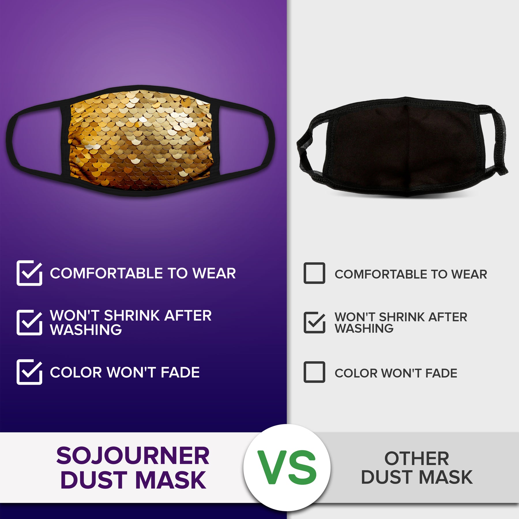 Face Mouth Mask - Cotton Face Covering (5 Pack - Sequins)