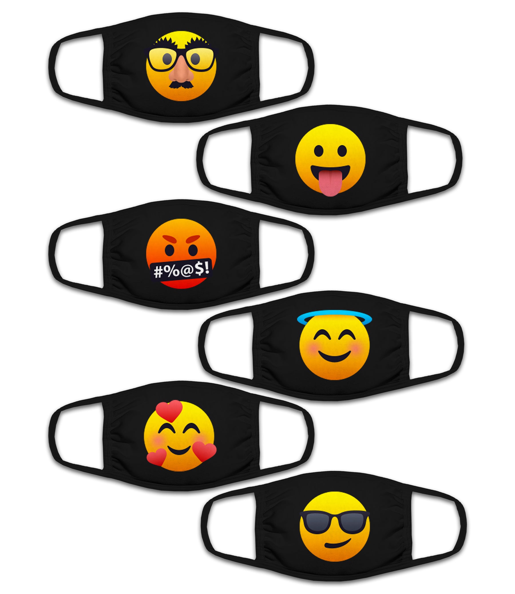 Face Mouth Mask - Cotton Face Covering Neck Mask for Men and Women - 6 Pack Emoticon