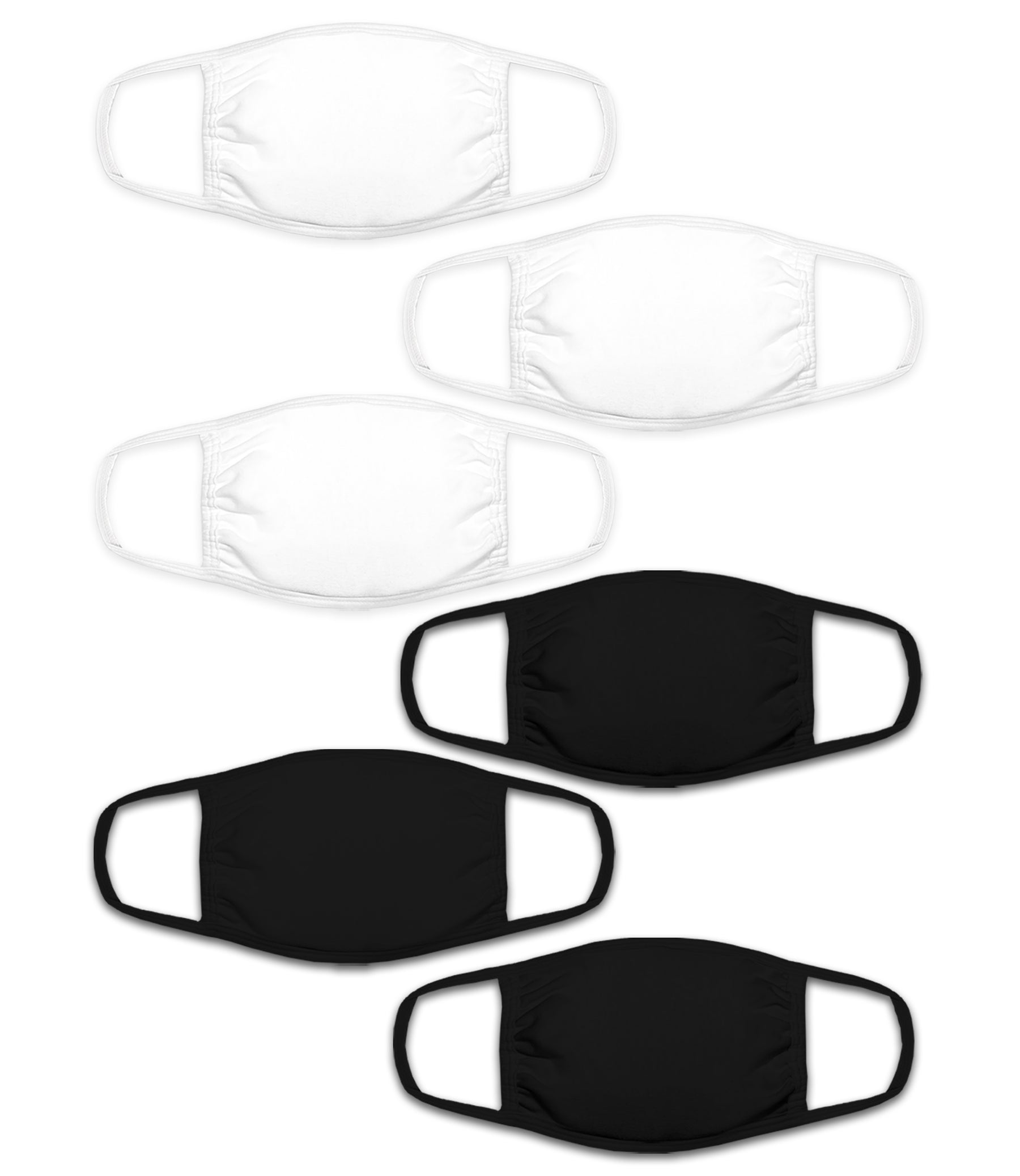 Face Mouth Mask - Cotton Face Covering Neck Mask for Men and Women - 6 Pack Solid White and Solid Black