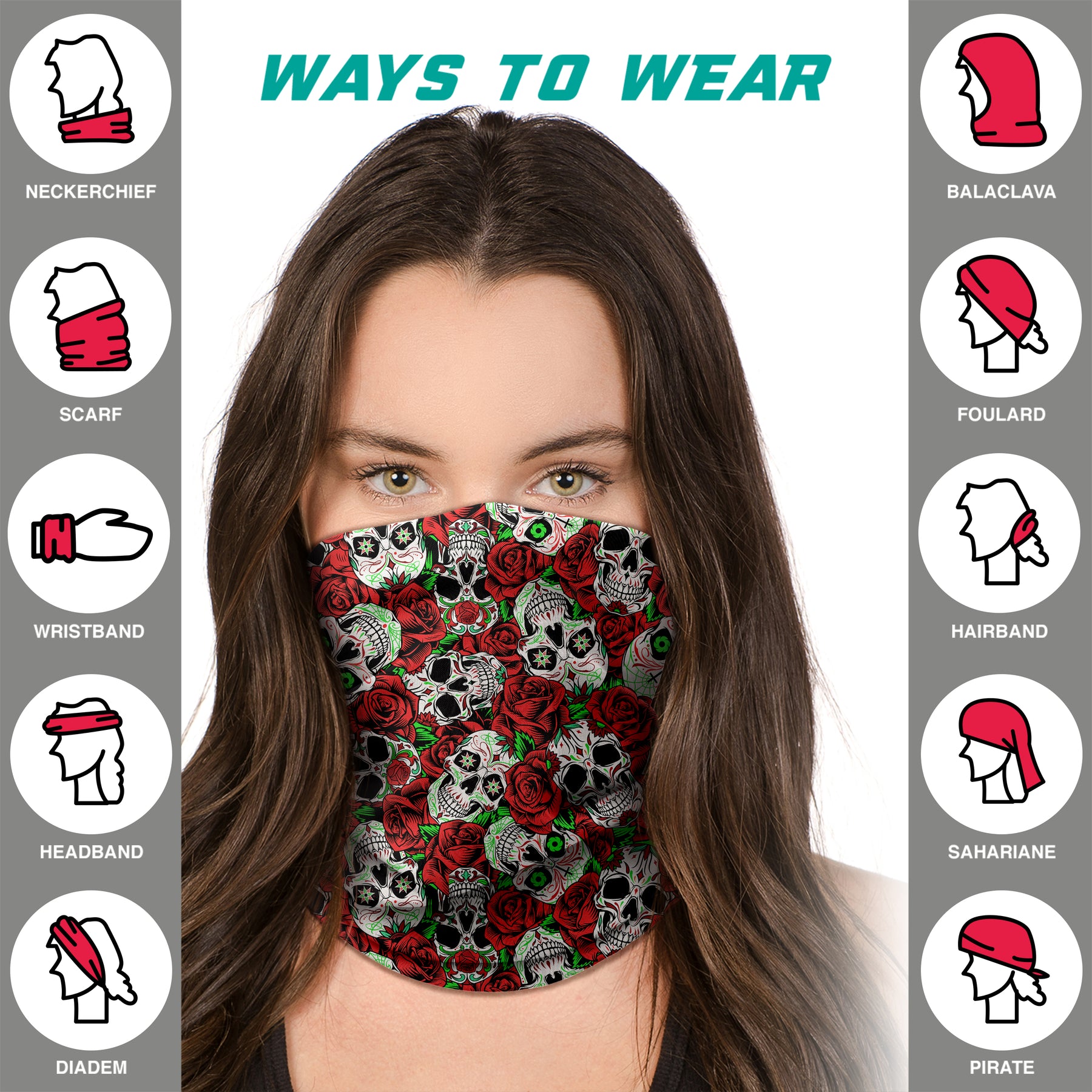 Neck Gaiter Face Mask Bandana Neck Gators Face Coverings for Men & Women I Neck Gator Masks Skulls Los Muertos