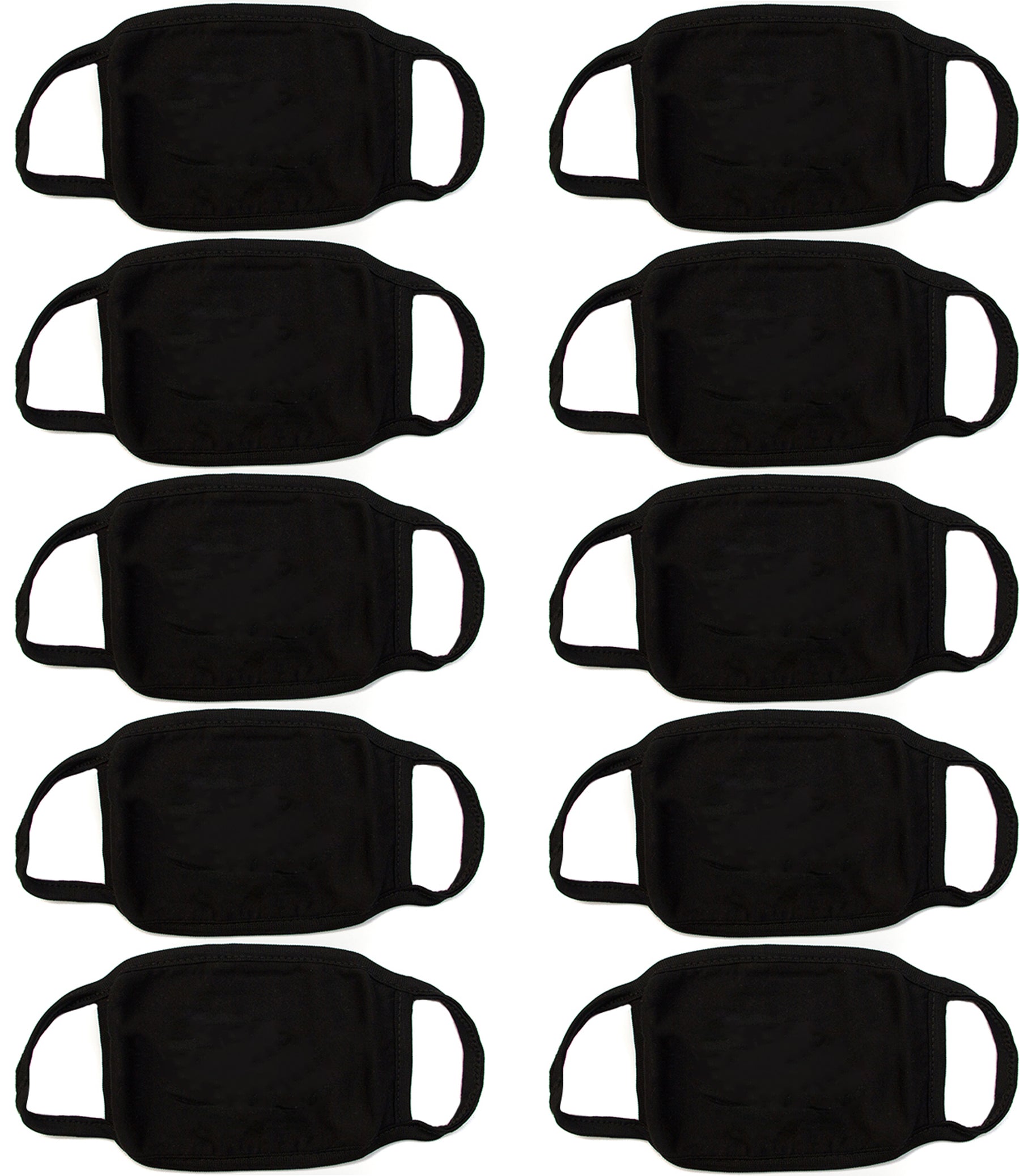 Black Face Mouth Mask - Cotton Face Covering (10 Pack) - Face Mask Resuable, Washable, Breathable, Adjustable