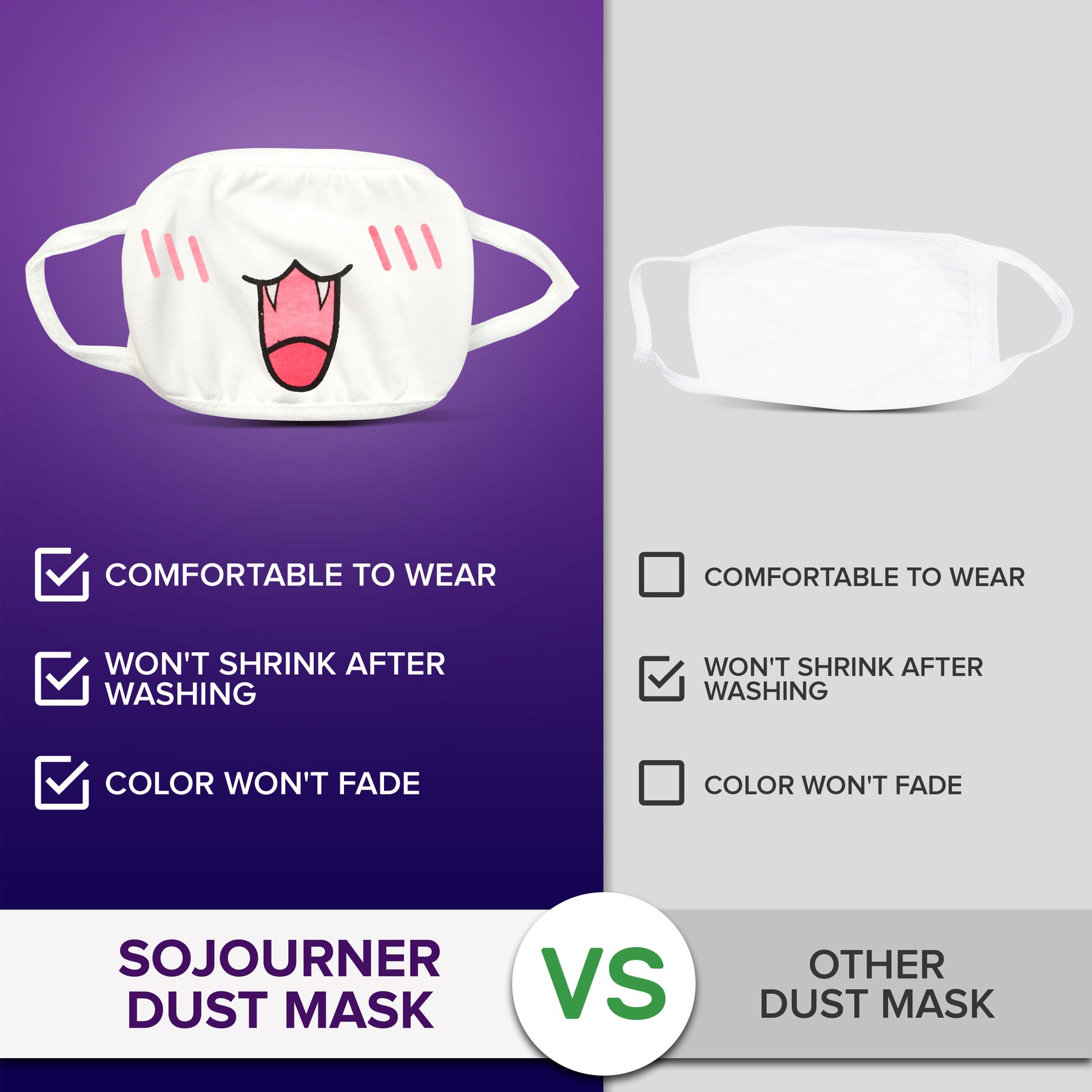 Face Masks (6 Pack - White Anime Designs) White Cotton Mask - Adult Cute Anime Design - Face Mask Reusable, Washable, Breathable, Adjustable