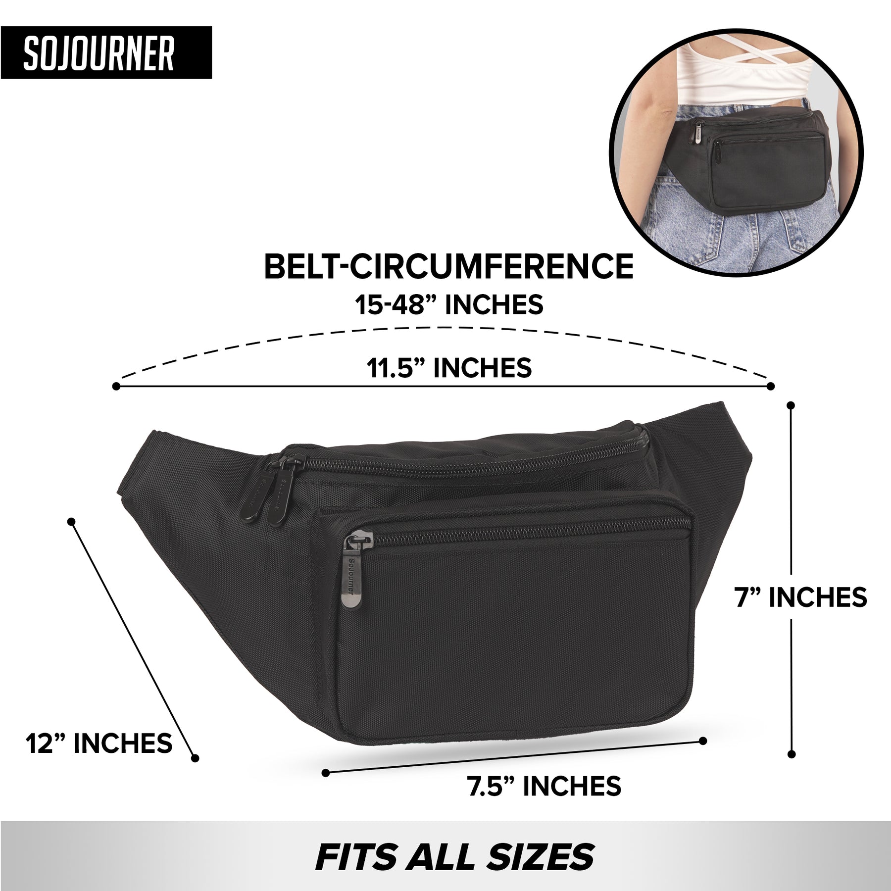 Solid Color Fanny Pack (Black)