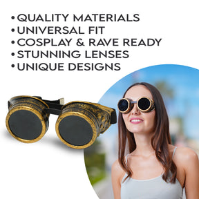 Classic - Bronze + Black Lens Glasses - Trippy Psychedelic Rave Goggles - Funky Prism Glasses For Raves - Festival Accessories