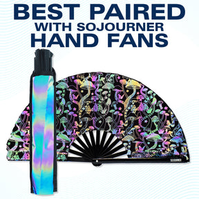 Rave Fan Holster - Rave Fan Holder - Rave Festival Accessories | Hand Fan Holder & Thigh Holster for Rave Essentials Rainbow - Reflective