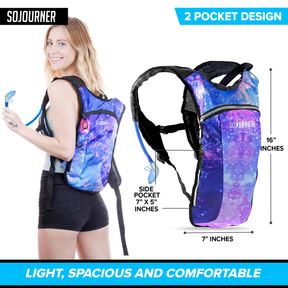 Hydration Pack Backpack - 2L Water Bladder - Galaxy