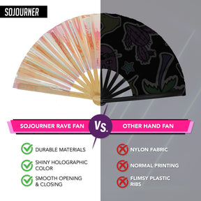 Holographic Rave Fan - Pride Fan and Festival Fan - Large Folding Fan for Festivals (Holographic)