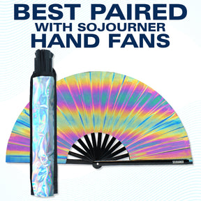 Rave Fan Holster - Rave Fan Holder - Rave Festival Accessories | Hand Fan Holder & Thigh Holster for Rave Essentials -Holographic Silver