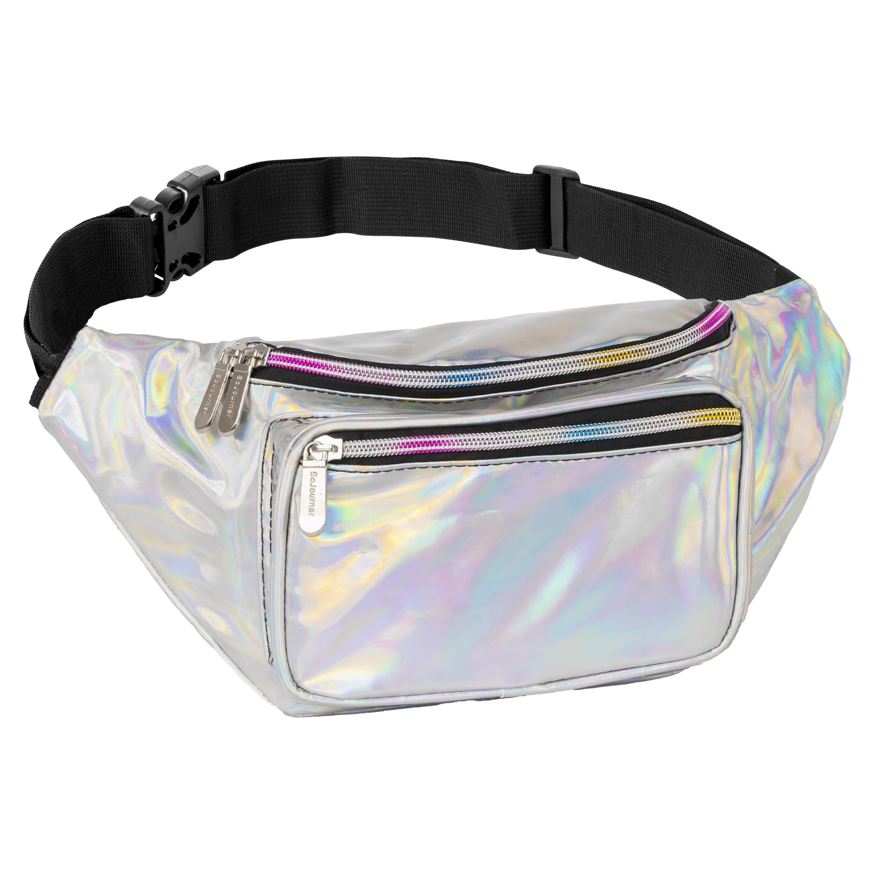 80s Retro Rave Holographic Fanny Pack In Silver