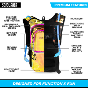 Medium Hydration Pack Backpack - 2L Water Bladder - Laser Holographic Pink