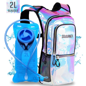 Medium Hydration Pack Backpack - 2L Water Bladder - Holographic Blue