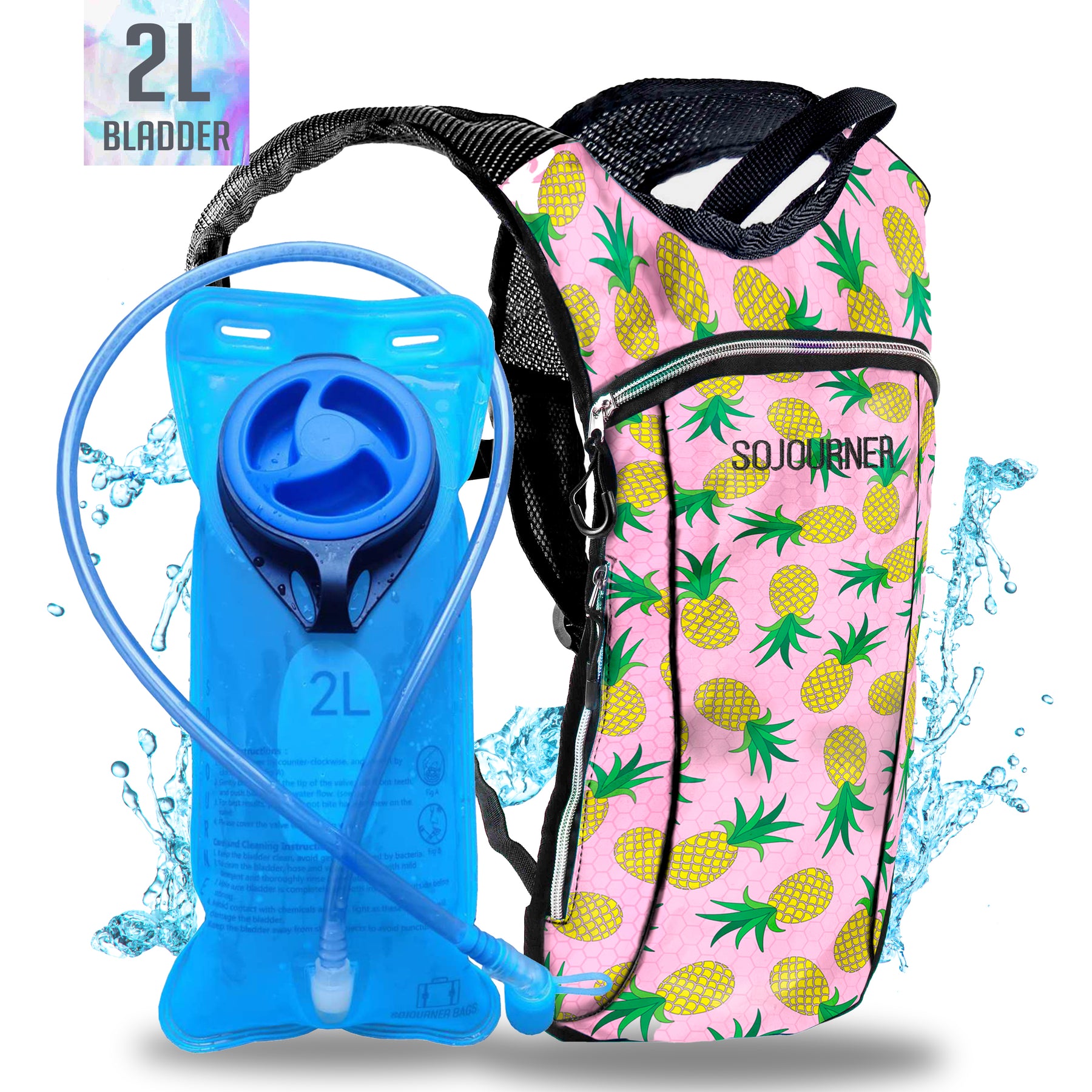 Hydration Pack Backpack - 2L Water Bladder - Pineapple