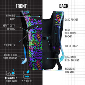 Hydration Pack Backpack - 2L Water Bladder - Neon Tiger