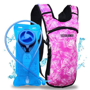 Hydration Pack Backpack - 2L Water Bladder - Pink Palm