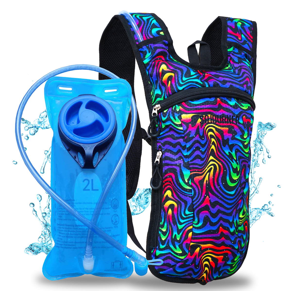Hydration Pack Backpack - 2L Water Bladder - Neon Tiger