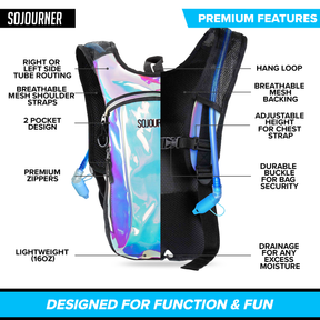 Hydration Pack Backpack - 2L Water Bladder - Iridescent Blue