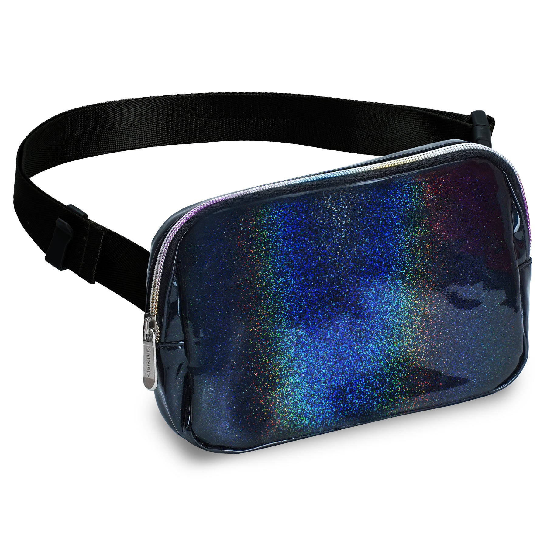 Black Rave Fanny Pack (Holographic) Belt Bag for Women I Cross Body Fa