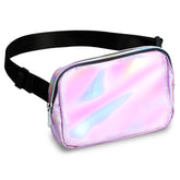 Pink Holograhic Fanny Pack Belt Bag for Women I Rave Cross Body Fanny Packs for Women - Crossbody Bags small Waist Bag Men