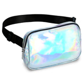 Silver Laser Holgraphic Fanny Pack (Silver) Belt Bag for Women I Cross Body Rave Fanny Packs for Women - Crossbody Bags small Waist Bag Men