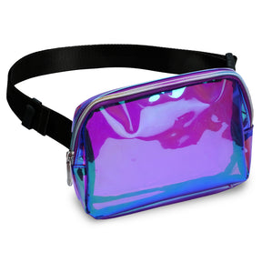Purple Laser Holographic Rave Fanny Pack (Purple) Belt Bag for Women I Cross Body Festival Fanny Packs for Women - Crossbody Bags Waist Bag Men