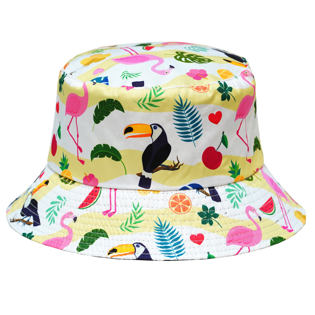 Rave Bucket Hat for Women & Men - Yellow Flamingo