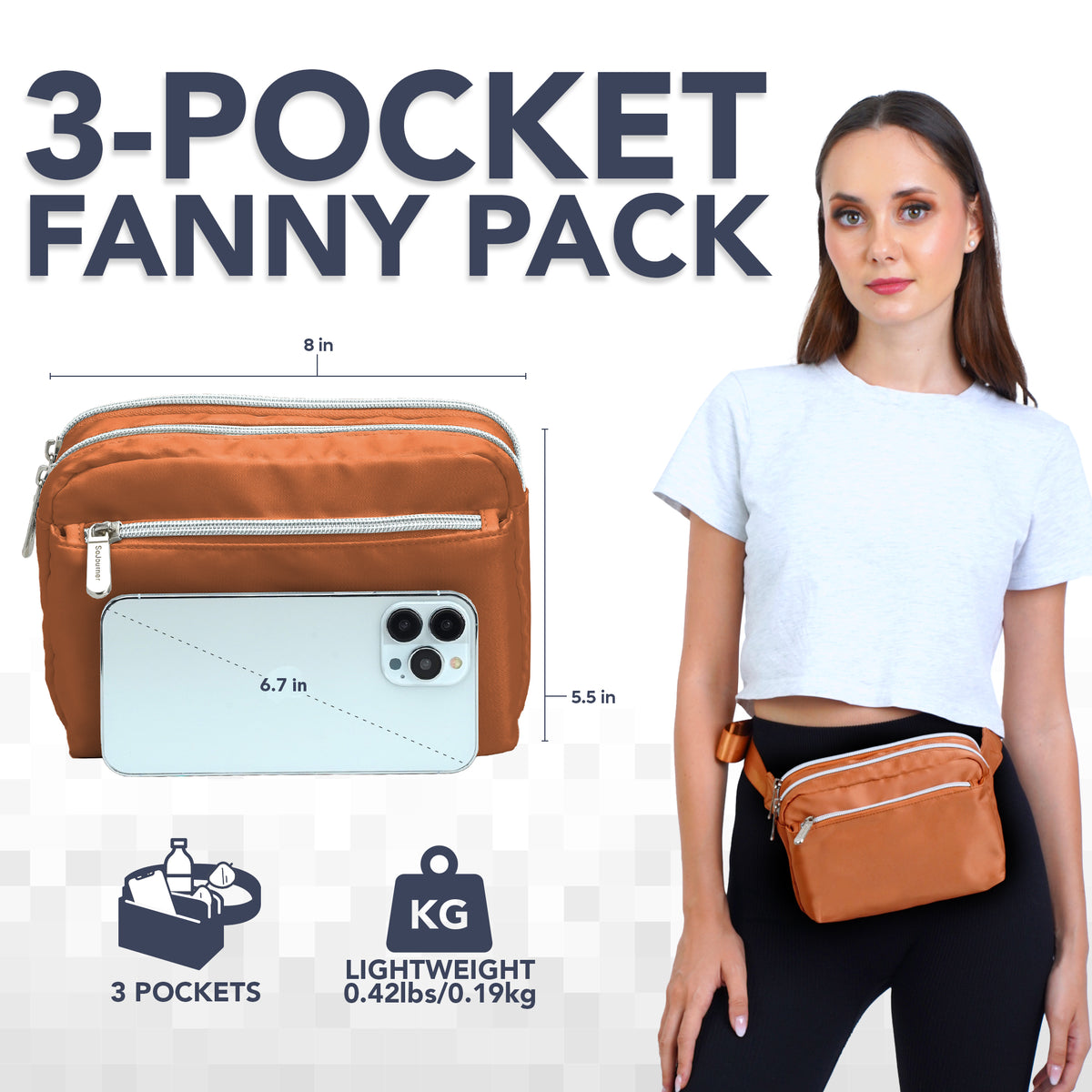 Brown Fanny Pack Belt Bag for Women I Cross Body Fanny Packs for Women - Crossbody Bags small Waist Bag Men