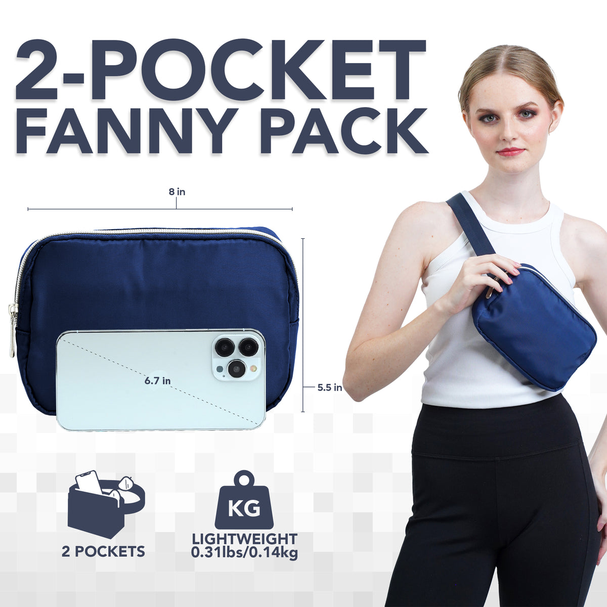 Navy Blue Fanny Pack Belt Bag for Women I Cross Body Fanny Packs for Women - Crossbody Bags small Waist Bag Men