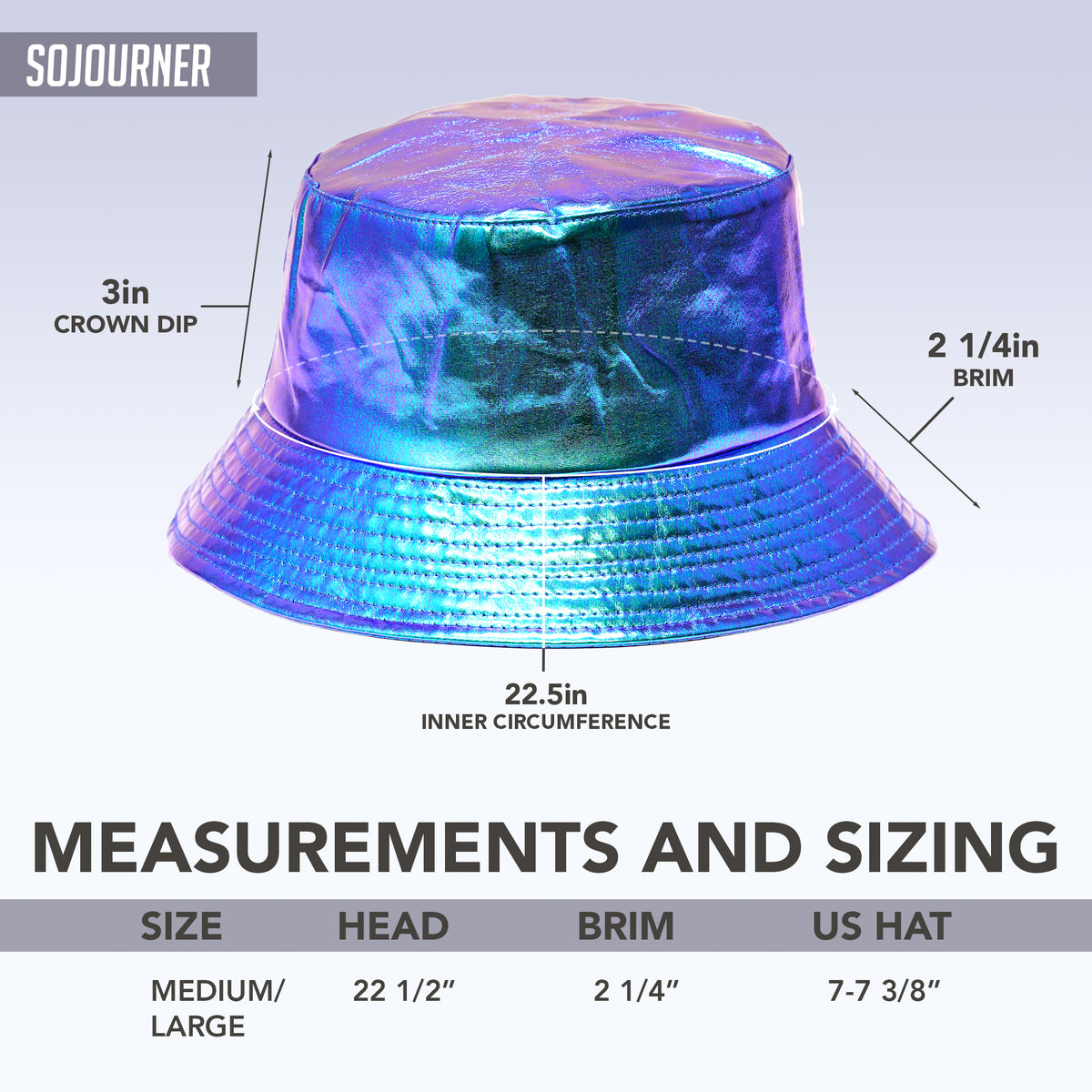 Rave Bucket Hat for Women & Men - Holographic Metallic Purple