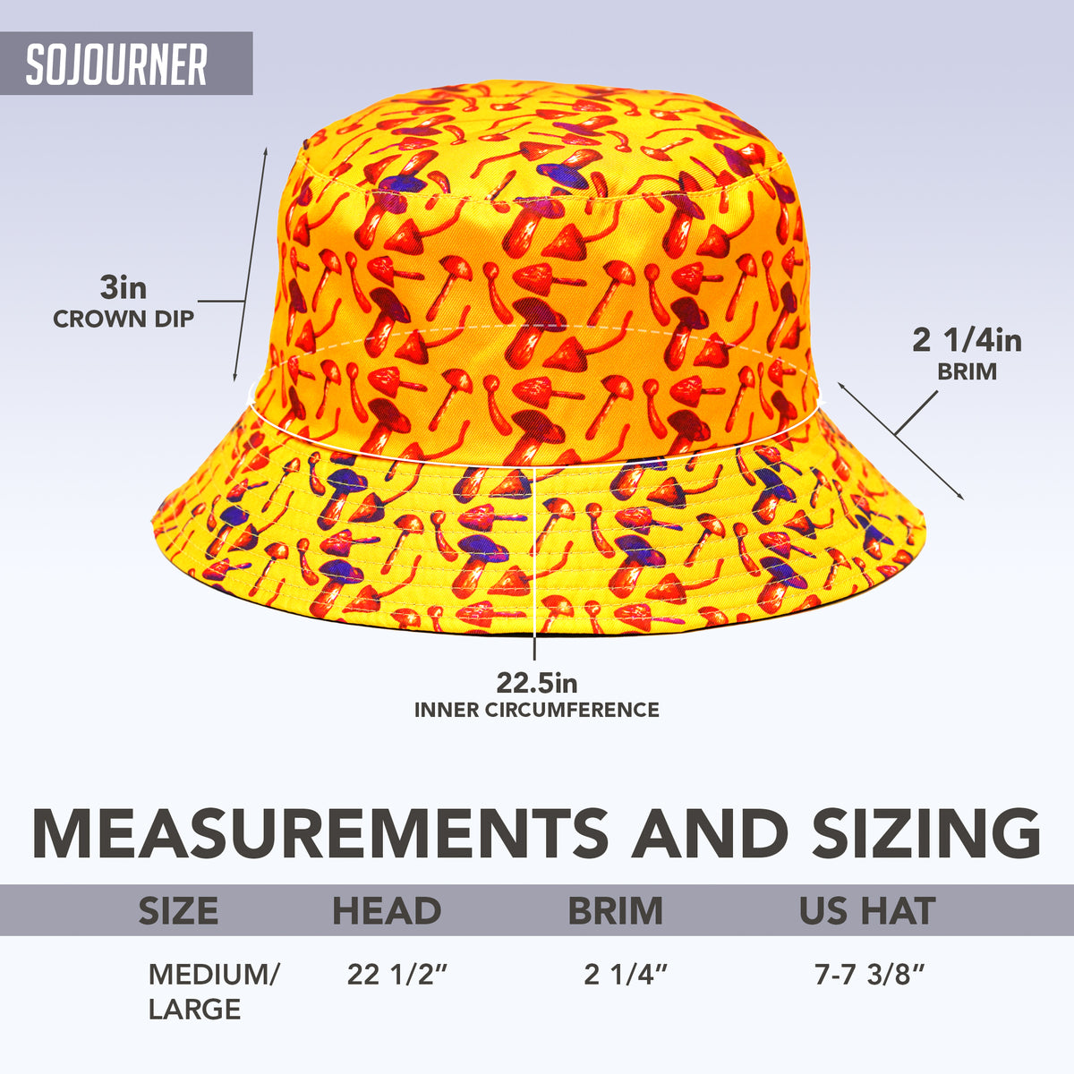 Rave Bucket Hat for Women & Men - Mushroom Yellow