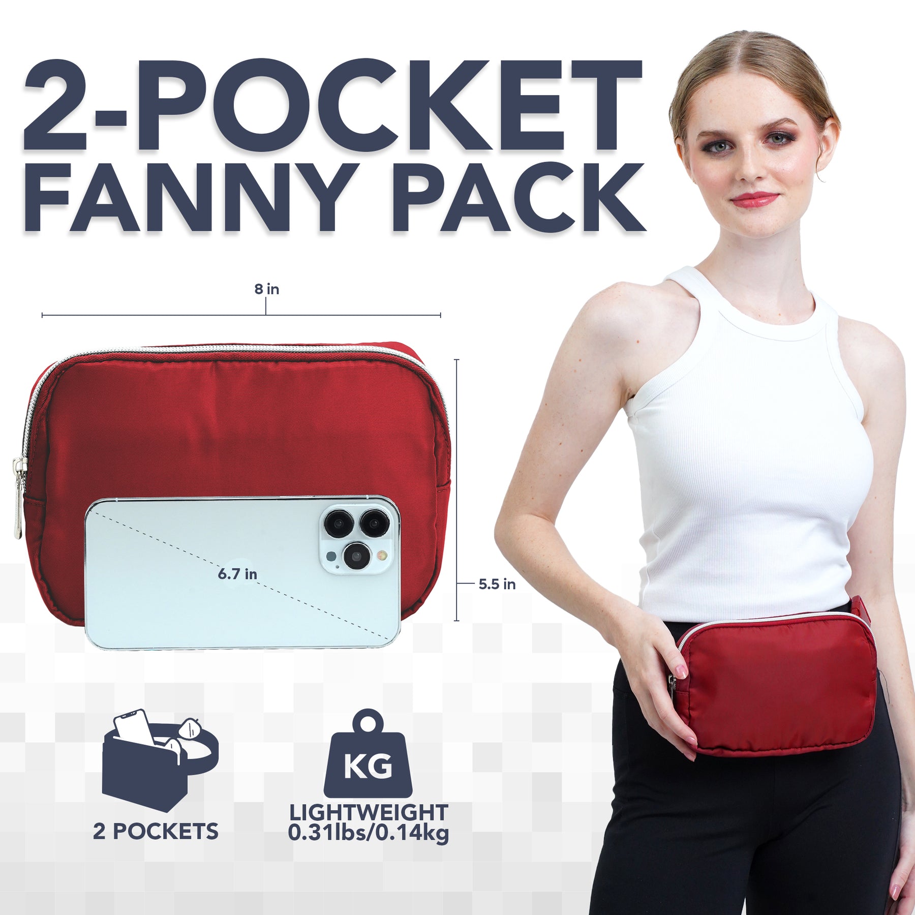 Wine Red Fanny Pack Belt Bag for Women I Cross Body Fanny Packs for Women - Crossbody Bags small Waist Bag Men
