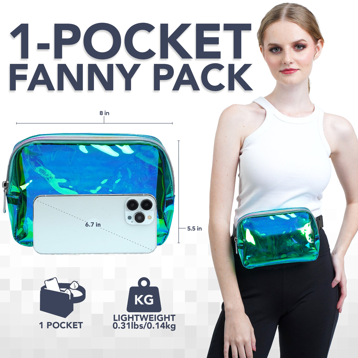 Rave Laser Aqua Fanny Pack Belt Bag for Women I Cross Body Fanny Packs for Women - Crossbody Bags small Waist Bag Men
