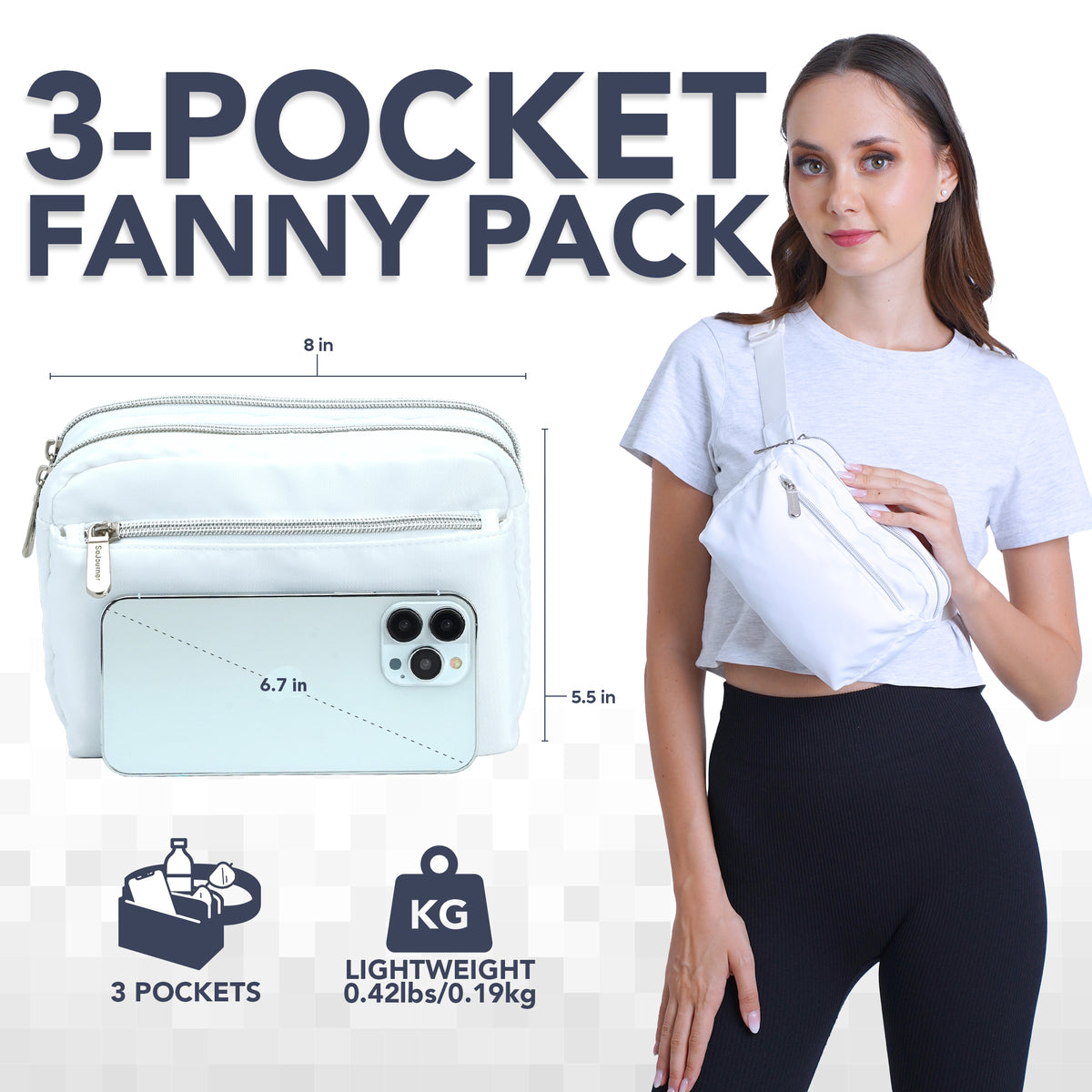 White Fanny Pack Belt Bag for Women I Cross Body Fanny Packs for Women - Crossbody Bags small Waist Bag Men
