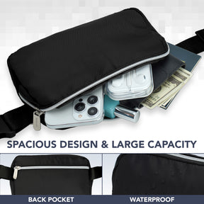 Black Fanny Pack Belt Bag for Women I Cross Body Fanny Packs for Women - Crossbody Bags small Waist Bag Men