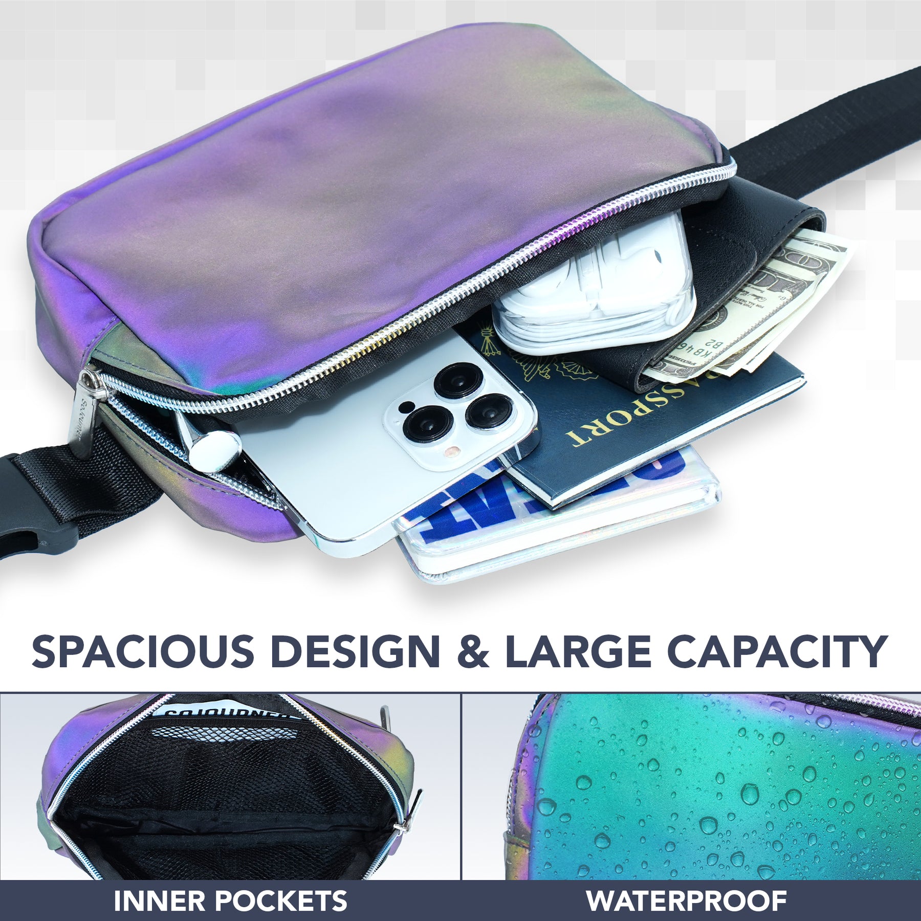 Laser Waterproof Waist Pack Crossbody Bag Women Fanny Pack Female Belt Bag