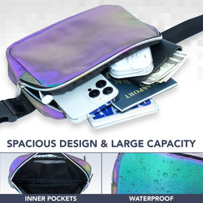 Charcoal Laser Fanny Pack Belt Bag for Women I Rave Cross Body Fanny Packs for Women - Festival Crossbody Bags small Waist Bag Men