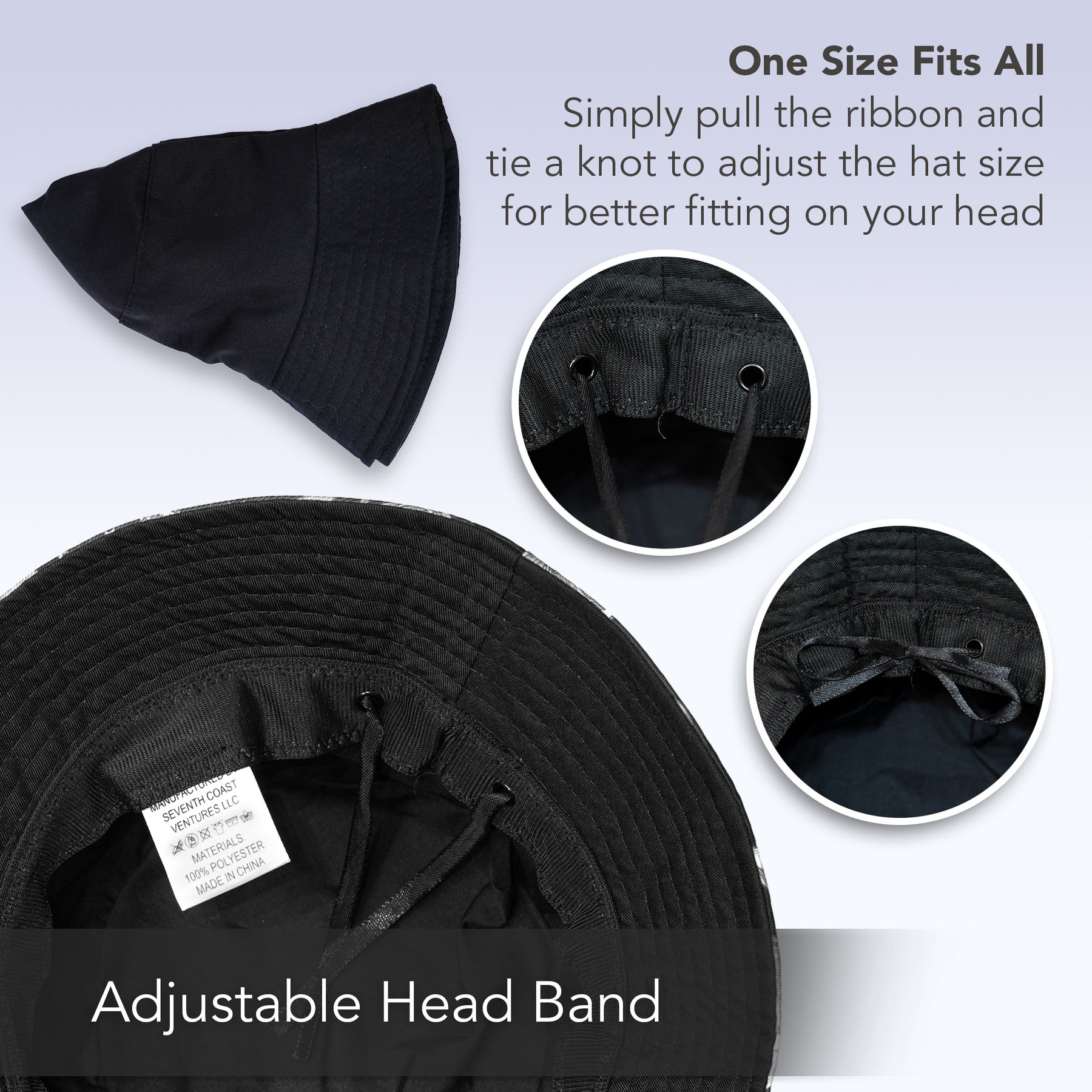 Rave Bucket Hat for Women & Men - Solid Black