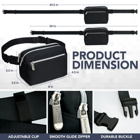 Black Fanny Pack Belt Bag for Women I Cross Body Fanny Packs for Women - Crossbody Bags small Waist Bag Men