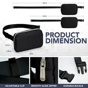 Black Fanny Pack Belt Bag for Women I Cross Body Fanny Packs for Women - Crossbody Bags small Waist Bag Men