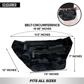 Black Camo Pack Belt Bag I Mens Fanny Packs for Women Fashionable - Crossbody Bag Bum bag Waist Bag Waist Pack