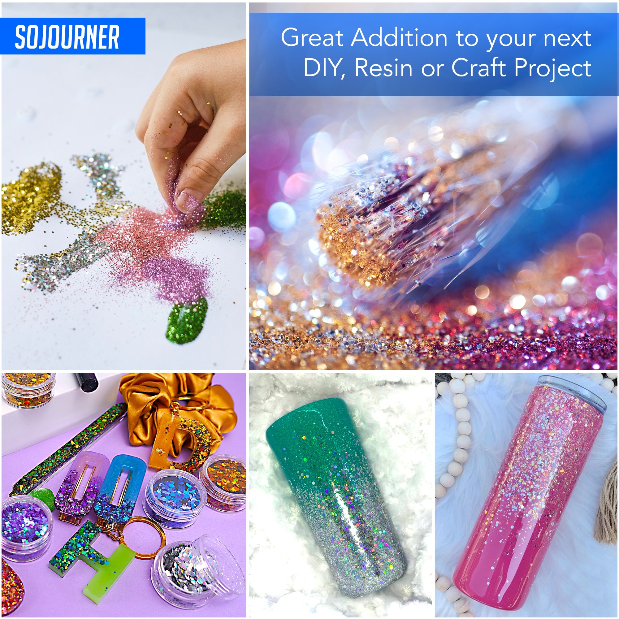 Fairy Tears Chunky Holographic Body Glitter I 16 Colors + Glitter Glue for Face Glitter Makeup, Hair, Eye & Fine Glitter Eyeshadow