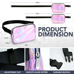 Pink Holograhic Fanny Pack Belt Bag for Women I Rave Cross Body Fanny Packs for Women - Crossbody Bags small Waist Bag Men