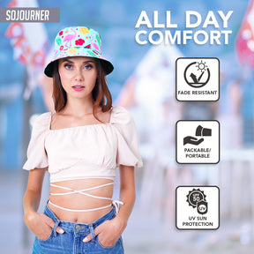 Rave Bucket Hat for Women & Men - Teal Flamingo