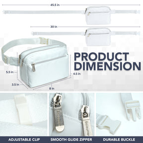 White Fanny Pack Belt Bag for Women I Cross Body Fanny Packs for Women - Crossbody Bags small Waist Bag Men
