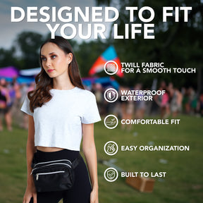 Black Fanny Pack Belt Bag for Women I Cross Body Fanny Packs for Women - Crossbody Bags small Waist Bag Men