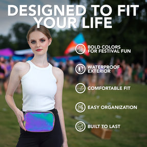 Charcoal Laser Fanny Pack Belt Bag for Women I Rave Cross Body Fanny Packs for Women - Festival Crossbody Bags small Waist Bag Men