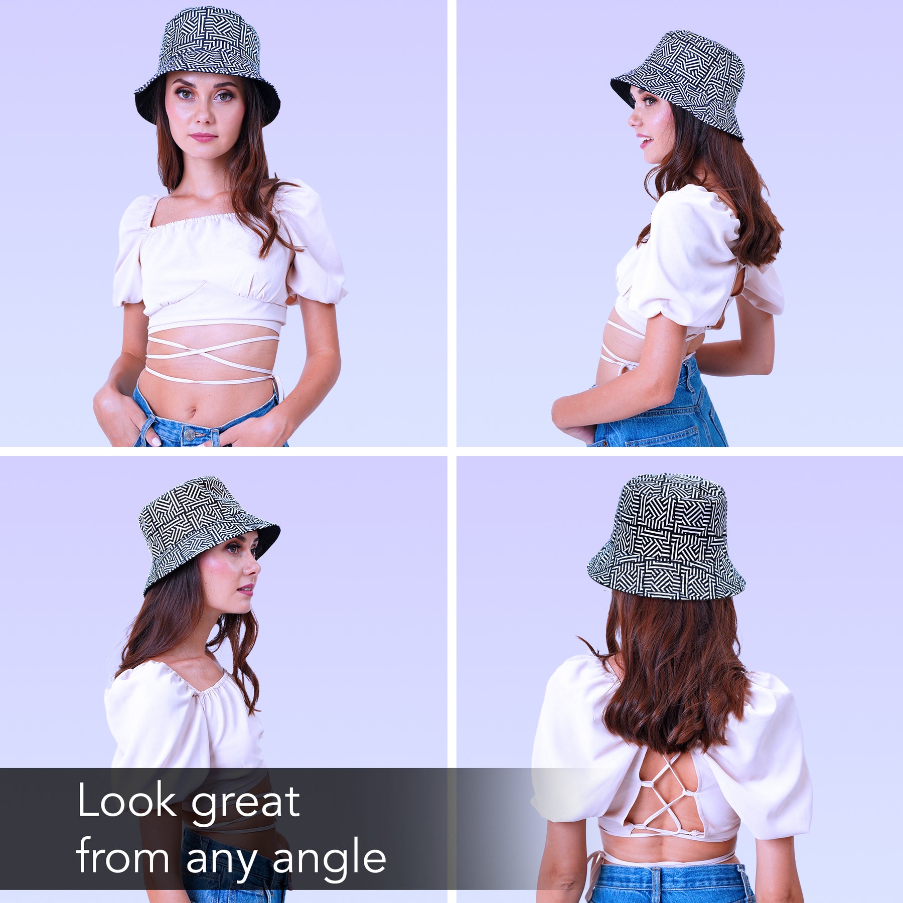 Rave Bucket Hat for Women & Men - Black & White Checkered