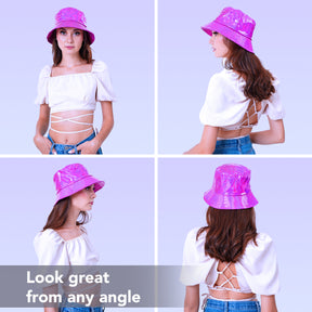 Rave Bucket Hat for Women & Men Holographic Pink